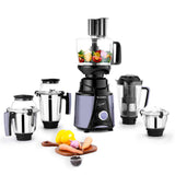 Galaxy Food Processor 750W Mixer Grinder, 100% Copper Motor, 4 Jars, Black & Grey, 5 Year on Motor and 2 Years Overall Warranty