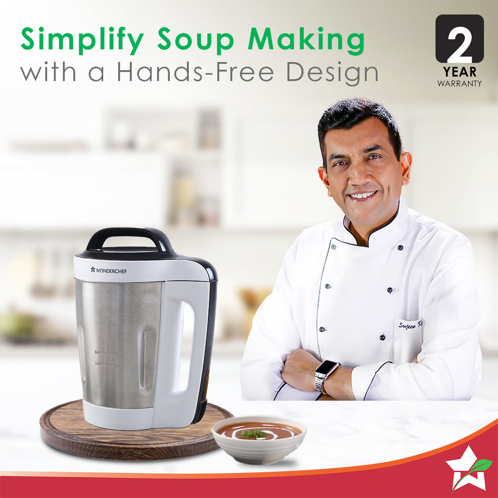 Automatic Soup Maker, 1.6L, 800W, White and Steel - Wonderchef