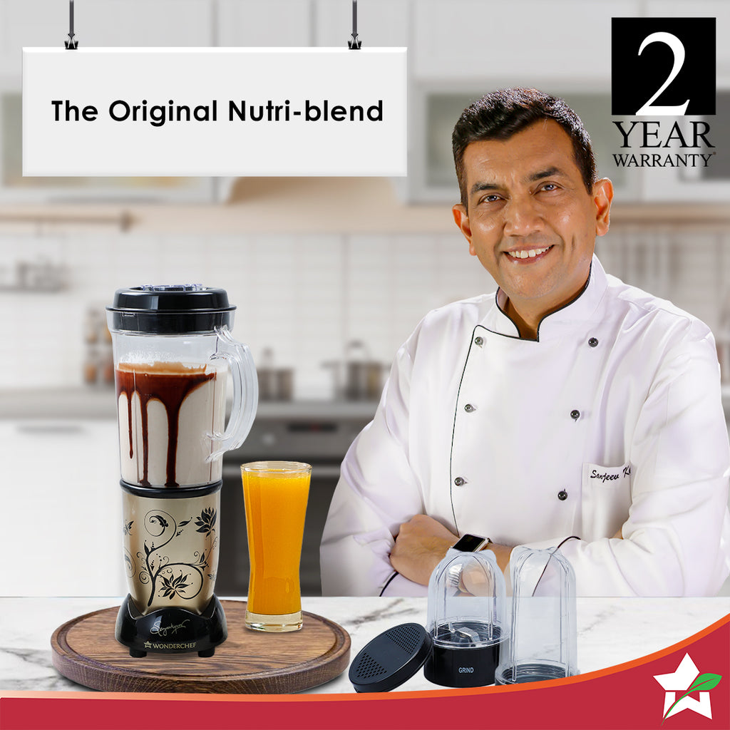 Nutri-blend Juicer, Mixer, Grinder, Smoothie Maker & Chopper | Complete Kitchen Machine | 22000 RPM Blender, Chopper, Juicer | 400W 100% Full Copper Motor | SS Blades | 4 Unbreakable Jars | 2 Years Warranty | Recipe Book By Chef Sanjeev Kapoor | Black