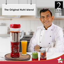 Load image into Gallery viewer, Nutri-blend Juicer, Mixer, Grinder, Blender &amp; Smoothie Maker | 400W 22000 RPM 100% Full Copper Motor | Stainless steel Blades | 3 unbreakable jars | 2 Years warranty | Recipe book by Chef Sanjeev Kapoor | Red