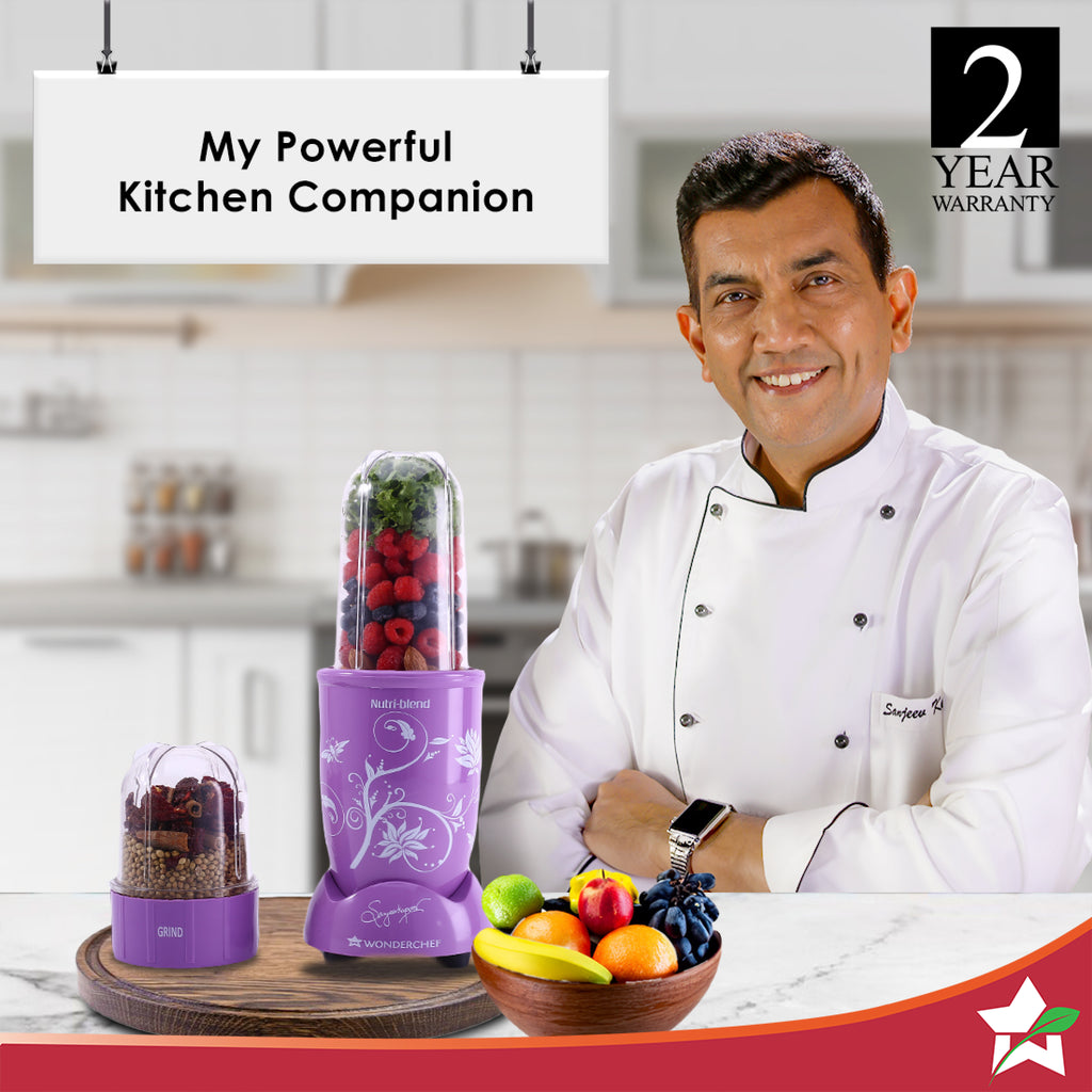 Nutri Blend Orchid, 22000 RPM 100% Full Copper Motor, 2 Unbreakable Jars, 400 W, 2 Years Warranty, Recipe book by Chef Sanjeev Kapoor, Orchid