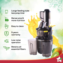 Load image into Gallery viewer, Regalia Full Fruit Cold Press Slow Juicer | 55 RPM Slow Juicer Retains Higher Nutrients | 240W powerful DC motor | Easy to Clean | 5-Year Motor Warranty