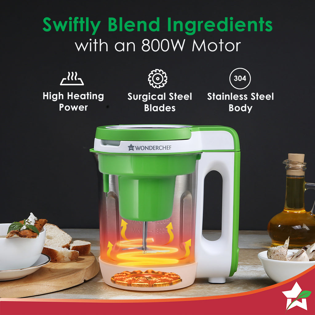 Soup Maker 1L, 800W, Green and Silver, Easy to use,