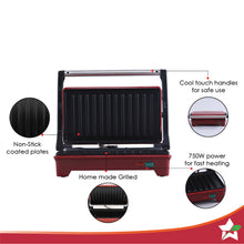 Load image into Gallery viewer, Sanjeev Kapoor Tandoor Mini Plus | Crimson Edge Electric Contact Grill &amp; Sandwich Maker| 3-in-1 Toaster, Griller &amp; Sandwich Maker| Cool Touch Handle|Auto Shut Off | 1 Year Warranty| Red