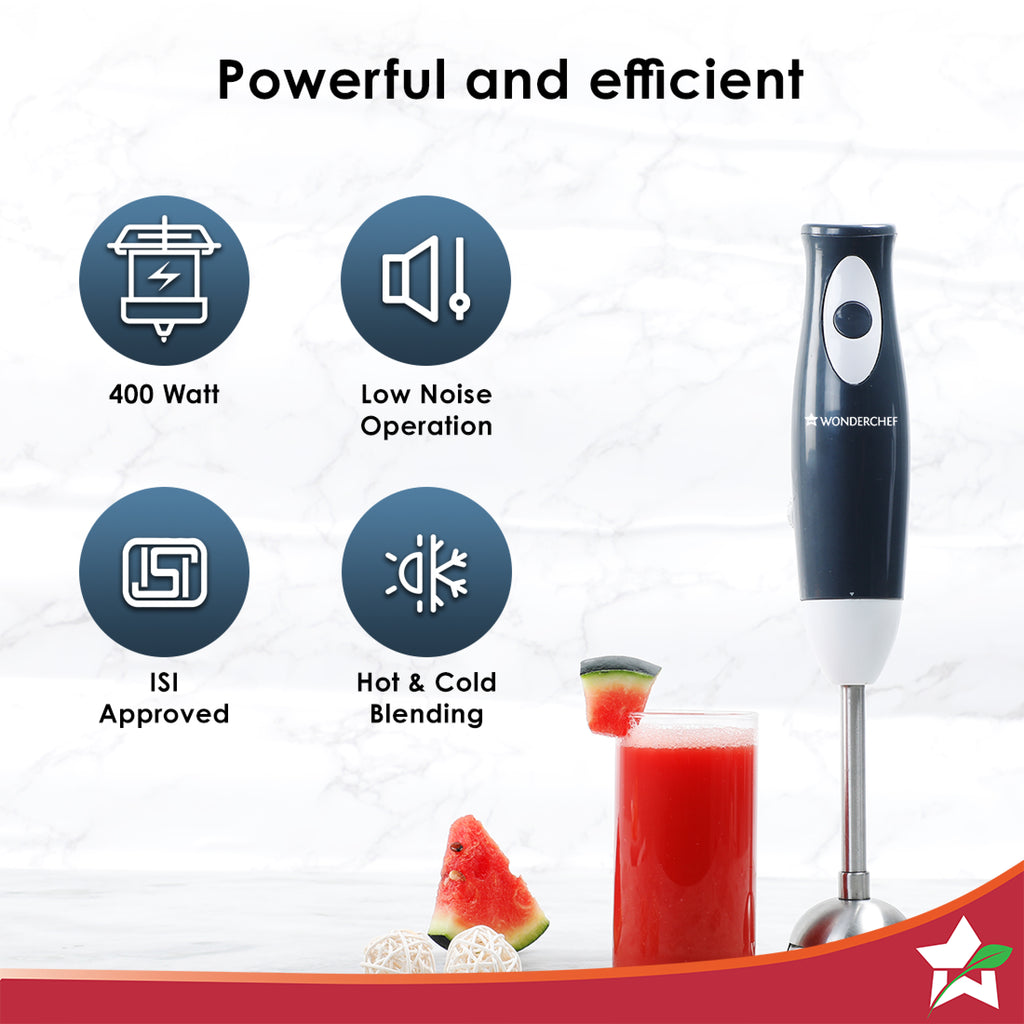 Ultima Plus Electric Hand Blender | Portable I Easy Control Grip | Hot & Cold Blending | 300W Powerful Motor | Single Push Button Operation | Sharp Food Grade Anti Rust Stainless Steel Blades | Detachable stem | 2 Year Warranty | Black