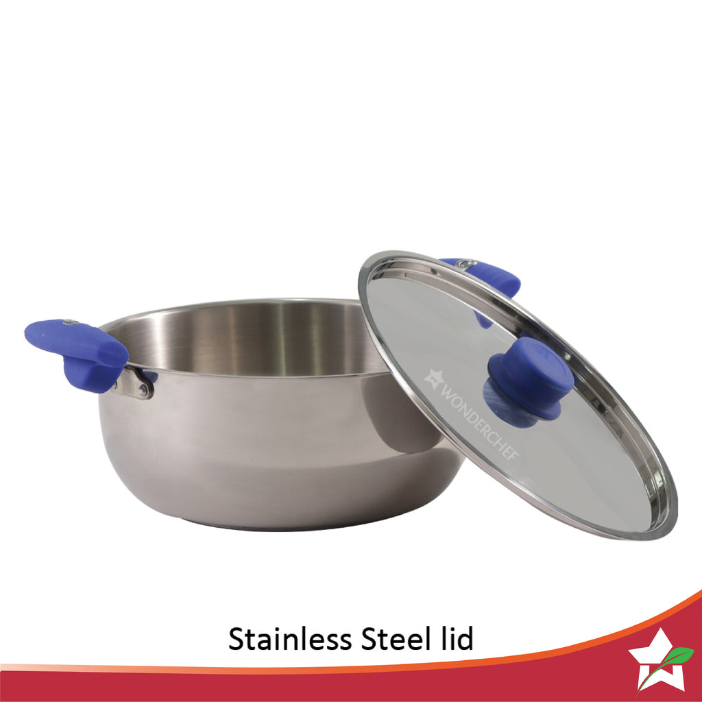 Nigella Stainless Steel 28 cm Biryani Pot | 6.5 Liters | Silver