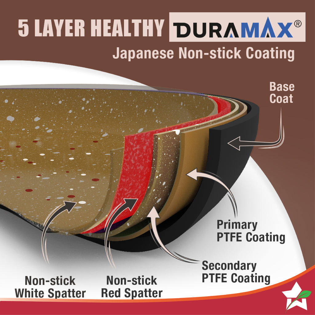 Duralife Die-cast 28 cm Dosa Tawa | 5 Layer Healthy Duramax Non-Stick Coating | Soft Touch Handle | Pure Grade Aluminium | PFOA Free | 2 Year Warranty | Copper