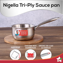 Load image into Gallery viewer, Nigella Tri-ply Stainless Steel 16 cm Sauce Pan | 1.5 Liters | 2.6mm Thickness | Silver