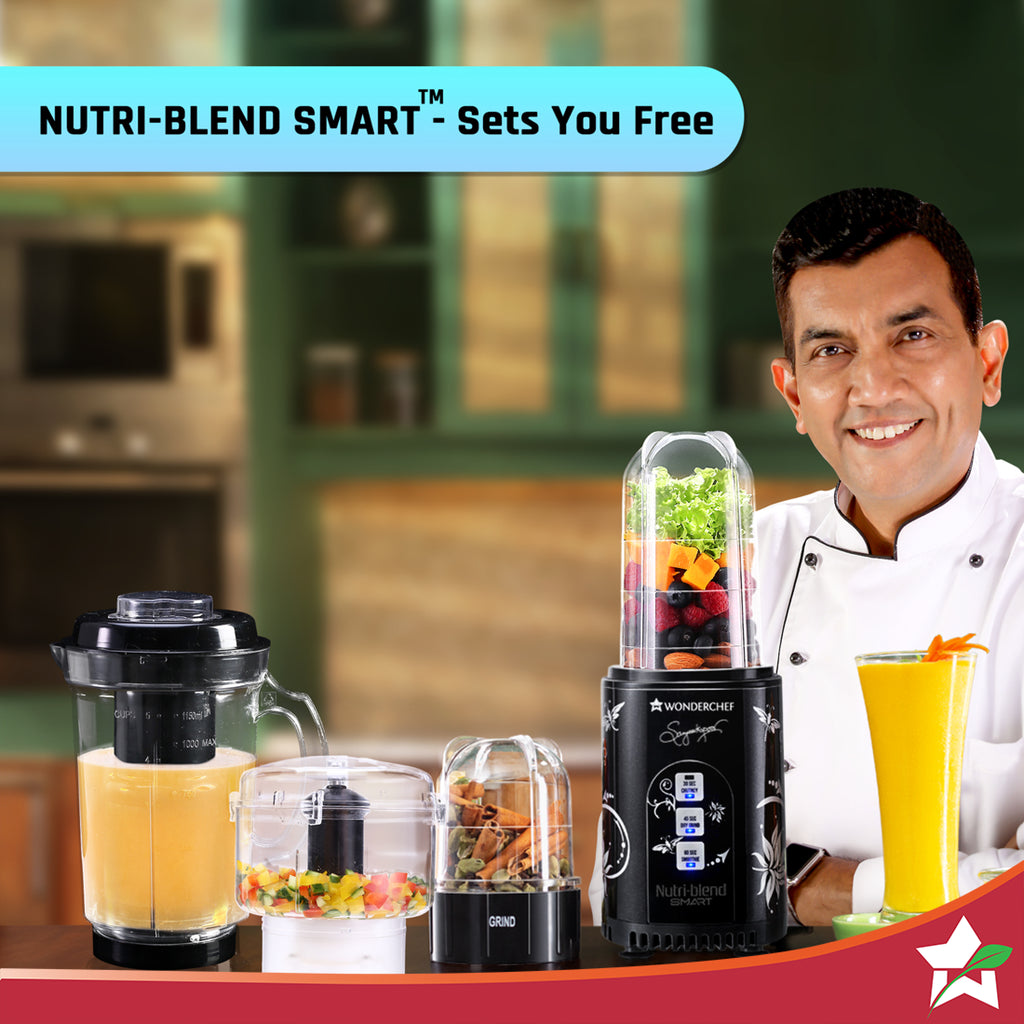 Nutri Blend Smart CKM Automatic Mixer Grinder with Dual Pulse Function|22000 RPM|100% Full Copper Motor|2 Unbreakable Jars|500 W|2 Years Warranty|Recipe book by Chef Sanjeev Kapoor| Black