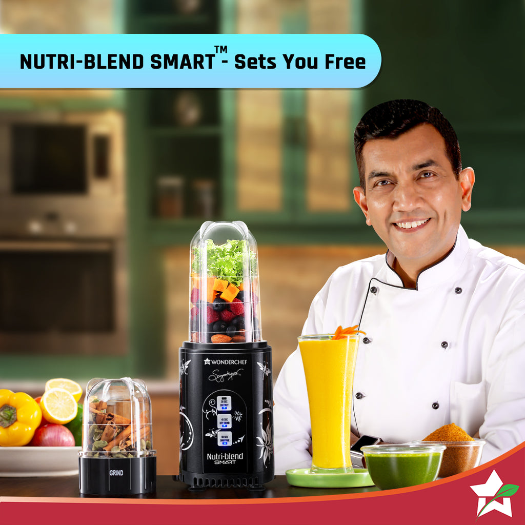 Nutri-blend SMART Automatic Mixer Grinder with Dual Pulse Function|22000 RPM|100% Full Copper Motor|2 Unbreakable Jars| 500 Watt| 2 Years Warranty| Recipe book by Chef Sanjeev Kapoor| Black