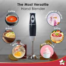 Load image into Gallery viewer, Ultima Plus Electric Hand Blender | Portable I Easy Control Grip | Hot &amp; Cold Blending | 300W Powerful Motor | Single Push Button Operation | Sharp Food Grade Anti Rust Stainless Steel Blades | Detachable stem | 2 Year Warranty | Black