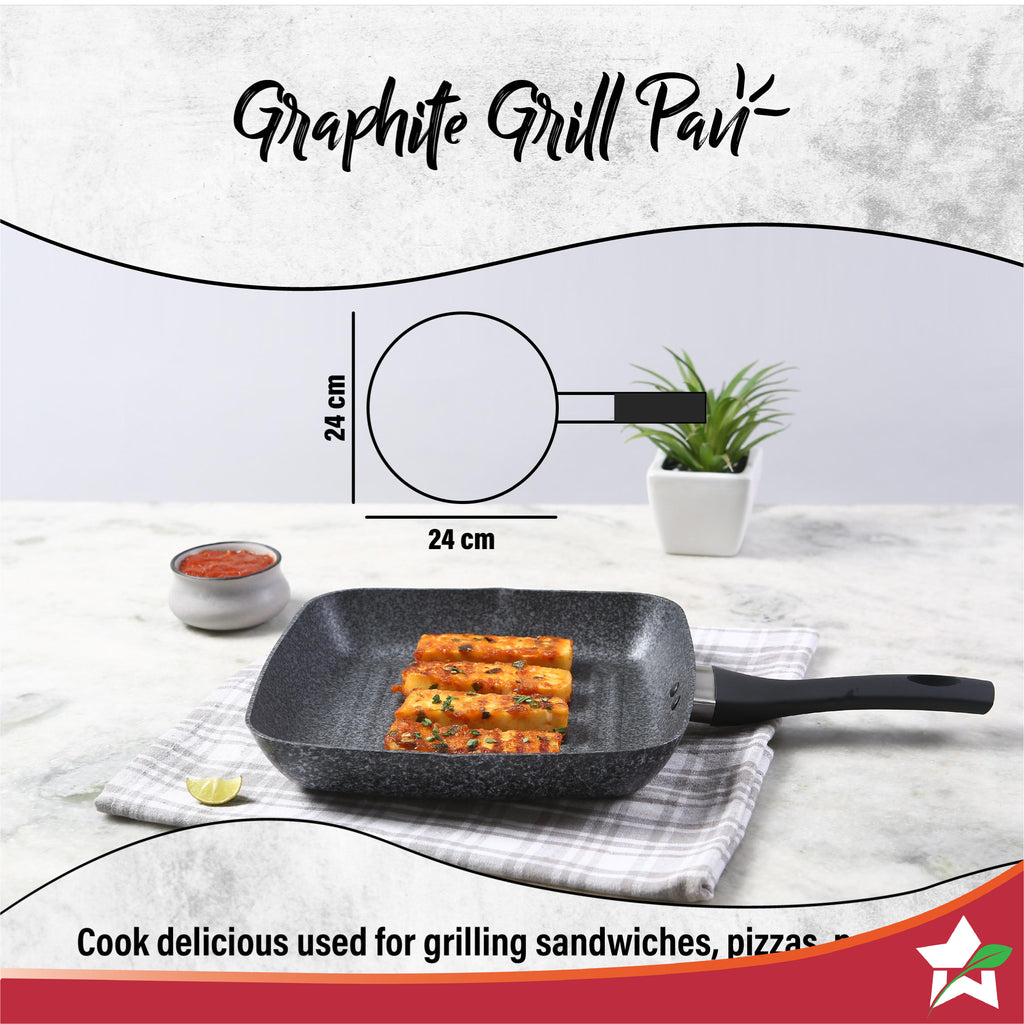 Graphite Grill Pan 24 cm, 3 Years Warranty