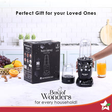 Load image into Gallery viewer, Nutri Blend Photon with Sipper Lid, Mixer, Grinder, Blender &amp; Smoothie Maker | 400 W 22000 RPM 100% Full Copper Motor | Stainless steel Blades | 2 unbreakable jars | 2 Years warranty | Recipe book by Chef Sanjeev Kapoor | Black