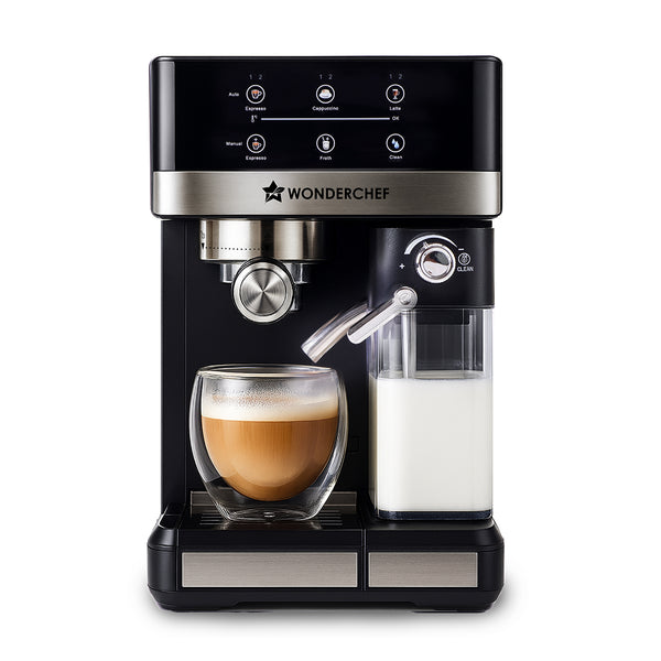Regalia Automatic Coffee Maker, 20-bar with Auto-Frother, Make Espressos, Cappuccinos & Lattes at Home, With Milk Container & Steamer, Metal Porta Filter, Auto-clean, 2-Yr Warranty