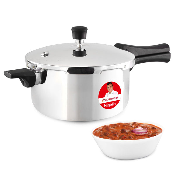 Nigella Triply Stainless Steel Outer Lid Pressure Cooker | 5 Litres | Compatible with Gas Stove, Induction, Ceramic Cooktop | ISI Certified | Uniform Heating | Da Vinci Collection | 5-Year Warranty