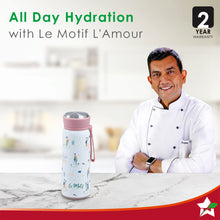 Load image into Gallery viewer, Le Motif L&#39;amour, 420ml, Stainless Steel Double wall Water Bottle, 3D Embossed Design, Spill &amp; Leak Proof, 2 Years Warranty