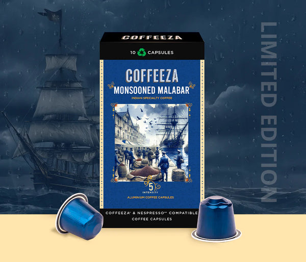 Coffeeza Monsooned Malabar 100% AA Arabica Aluminium Coffee Capsules