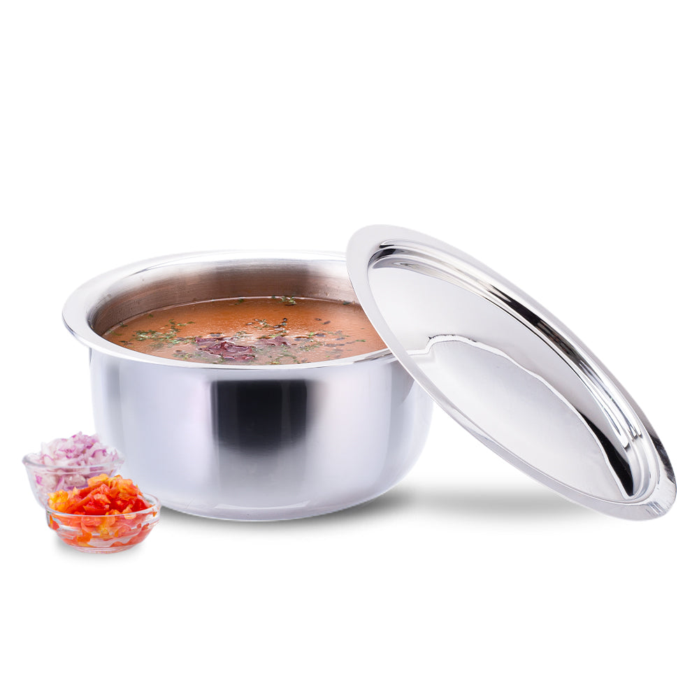 Nigella Tri-ply Stainless Steel 16 cm Cooking Pot | 2.6mm Thickness | Silver