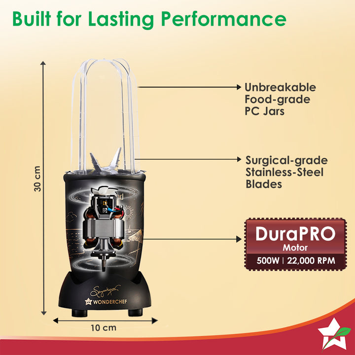 Nutri-blend Mist 500W Mixer Grinder, 22000 RPM, Smoothie Maker-Masala