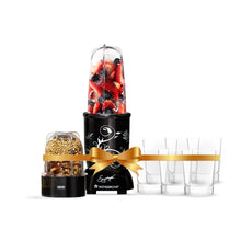 Load image into Gallery viewer, Nutri-blend Black 2 Jar + Crystal Glasses Set of 6, Gift Combo, For Family and Friends, Gift for Diwali and Other Festivals, House Warming