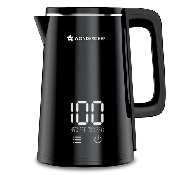 Onyx Cool-touch Digital Kettle, 1.8 L, Stainless-steel Interior, 1350W, Choose from 4 Temperature Modes, Rapid Boiling in 5 Mins for Tea, Coffee, Instant Food, Auto Shut-off, 2-Yr Warranty