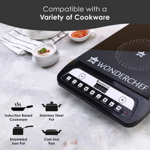 Load image into Gallery viewer, Power 1400W Induction Cooktop with 11 Preset Functions, Push Touch Control Button Induction Cooktop, 2 Years Warranty