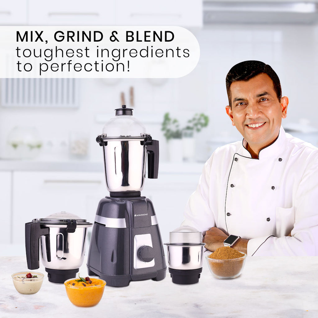 Regalia Mixer Grinder 750W, 230V~50Hz, 3 Stainless Steel Jars, Black, 5 Years Warranty