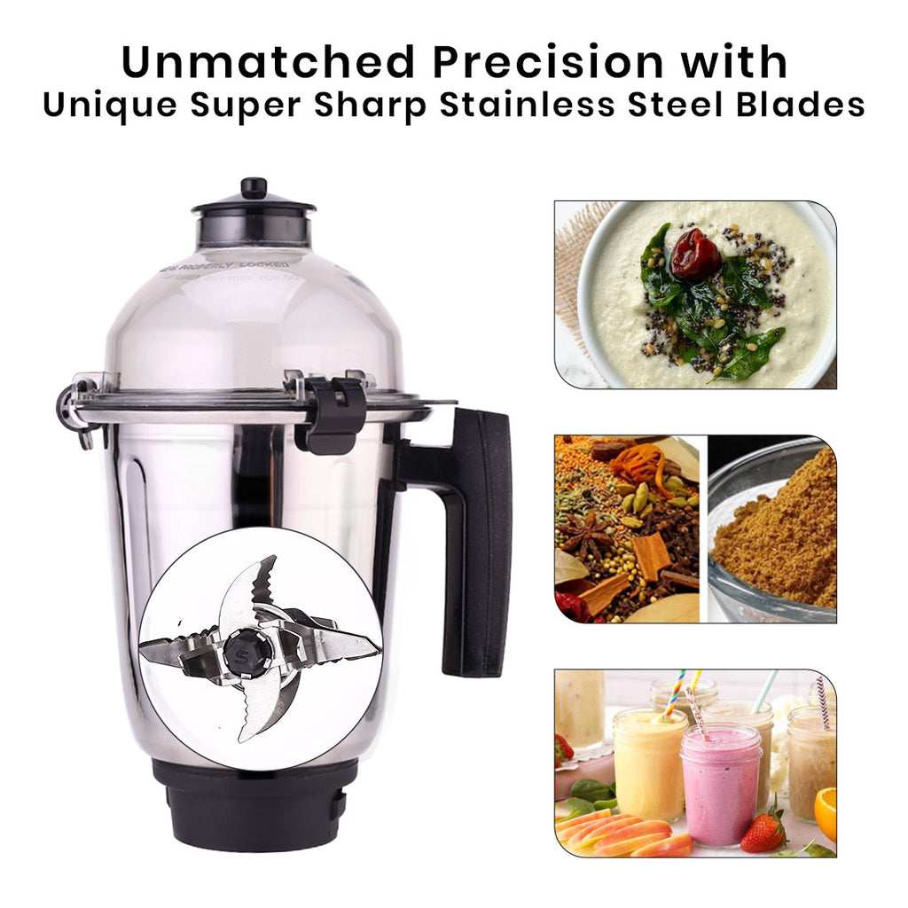 Regalia Mixer Grinder 750W, 230V~50Hz, 3 Stainless Steel Jars, Black, 5 Years Warranty