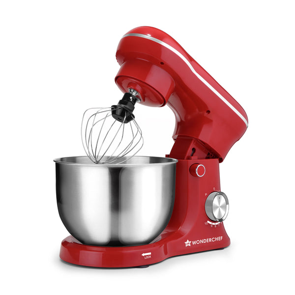 Regalia Neo Stand Mixer, 5.5 L Stainless-steel Bowl, Whisk, Whip, Beat, Mix, For Cake & Pizza Doughs, Creams, Salad Dressings, Eggs, 10-speed Setting, 4 Attachments, 2-Yr Warranty, Red