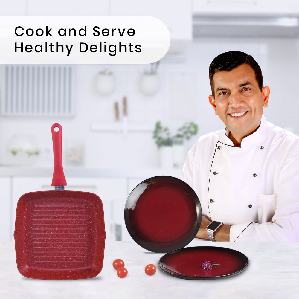 Royal Velvet Grill Pan + Teramo Serving Quarter Plates