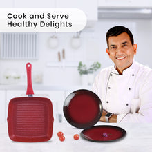 Load image into Gallery viewer, Royal Velvet Grill Pan + Teramo Serving Quarter Plates