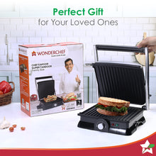 Load image into Gallery viewer, Sanjeev Kapoor Tandoor Family Size| Electric Contact Grill &amp; Sandwich Maker| 3-in-1 Appliance|1600 Watt|180 Degree Grilling|Cool Touch Handle|Auto Shut Off|2 Year Warranty| Black &amp; Silver
