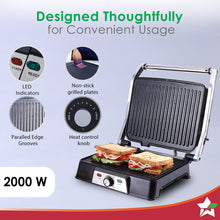 Load image into Gallery viewer, Sanjeev Kapoor Tandoor Professional| Electric Contact Grill &amp; Sandwich Maker|3-in-1 Appliance|2000 Watt|180 Degree Grilling|Cool Touch Handle|LED Indicator|2 Year Warranty|Black &amp; Silver