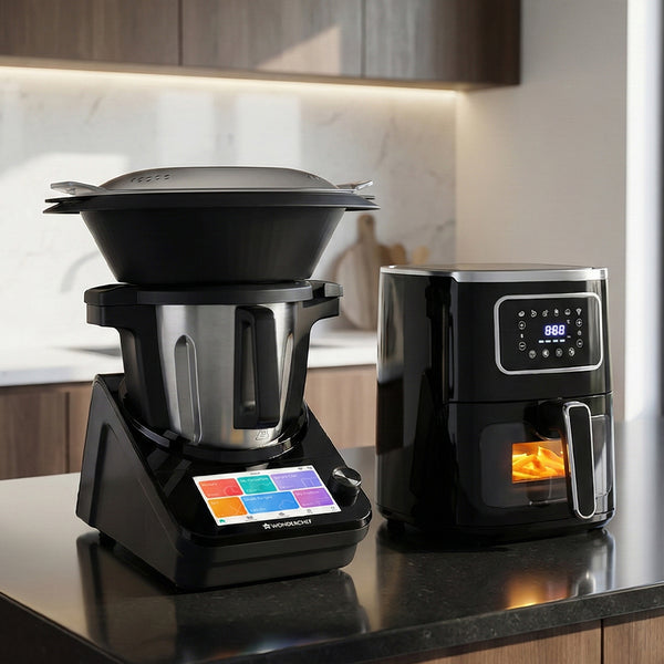 Intelli-Kitchen Starter Kit | Wonderchef Chef Magic - All-in-One Kitchen Robot, Platinum Plus Digital Air Fryer - 5L With Window & Light
