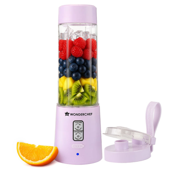 Twister Portable Blender, 500ml, Dual-rotation Stainless-steel Blades, For Crushing Ice, Smoothies, Shakes, Salad Dressings, For Backpacks/Office Bags, Type-c Charge, 1-Yr Warranty, Lavender