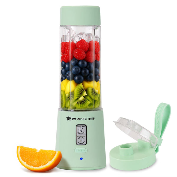 Twister Portable Blender, 500ml, Dual-rotation Stainless-steel Blades, For Crushing Ice, Smoothies, Shakes, Salad Dressings, For Backpacks/Office Bags, Type-c Charge, 1-Yr Warranty, Mint Green
