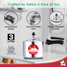 Load image into Gallery viewer, Inner Lid Ultima 3L Pressure Cooker | 3.25 mm Heavy Encapsulated Bottom | Bakelite Handles for Durability | Induction Friendly (Aluminium , Silver)