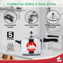 Load image into Gallery viewer, Ultima Induction Base 5L Aluminium Pressure Cooker With inner Lid