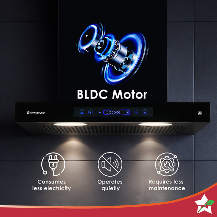 Wonderchef Ultra Sleek 60cm 1800m3/hr BLDC Auto-Clean Chimney