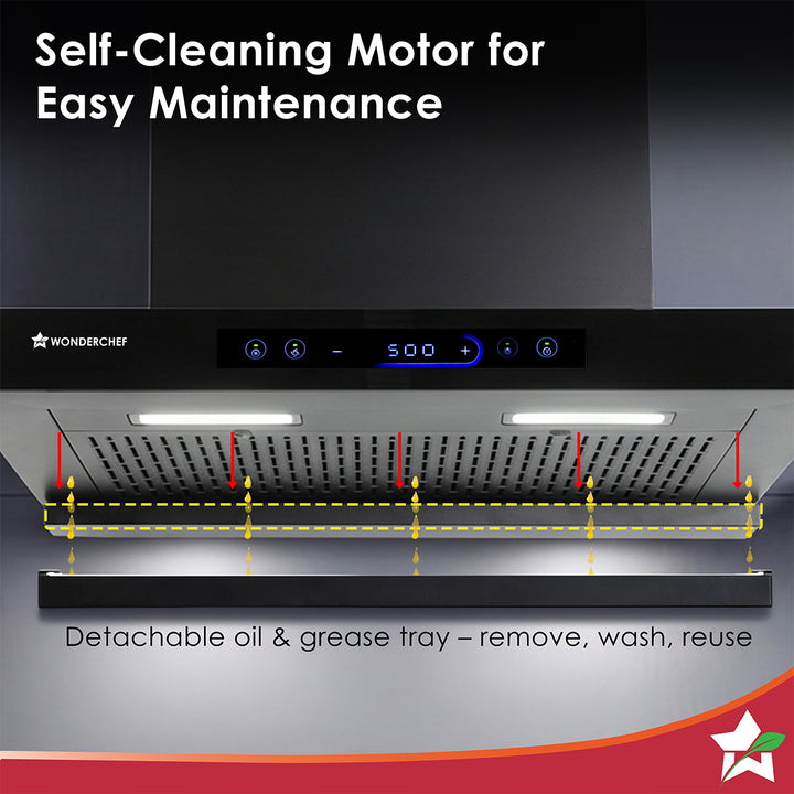 Wonderchef Ultra Sleek 60cm 1800m3/hr BLDC Auto-Clean Chimney
