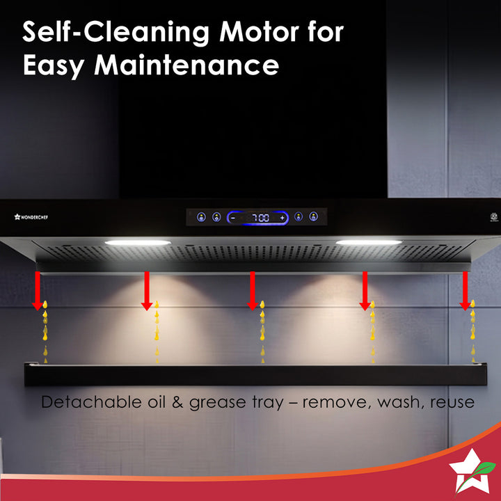 Ultra Sleek 90cm Filterless Auto-clean Kitchen Chimney with Oil Collec