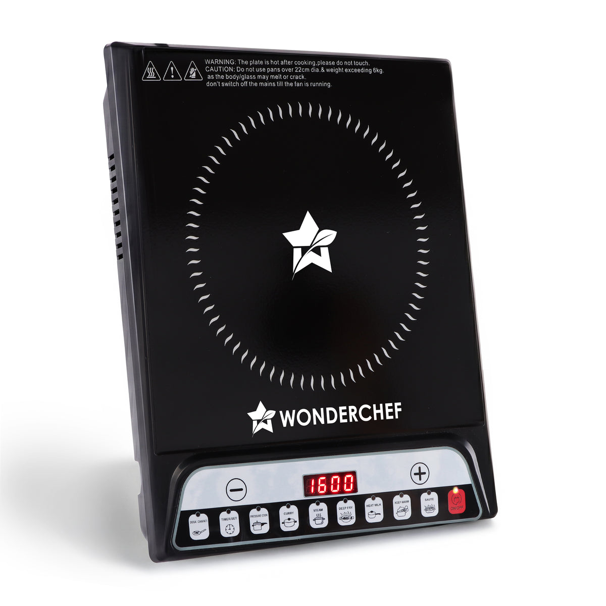 Vista Induction Electric Cooktop with Crystal Glass for Kitchens, 1600W, 8 Pre-set Func...