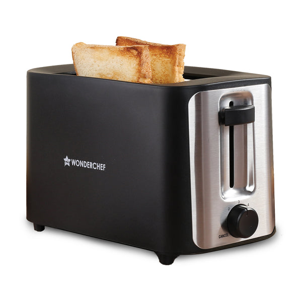 Roma 2-Slice Pop-up Toaster with Lid Cover, 6 Browning Options for Golden Crispy Bread Toasts, Mid-Cycle Cancel Function, Crumb Tray, 2-Yr Warranty, Black, Automatic Electric Toaster
