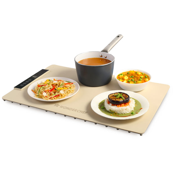 WonderMat Food Warming Mat, Food-Grade Silicone, for Warming Cast-iron/Stainless-steel/Ceramic/Glass/Enamelware, Warms Soup Bowls, Lunch Boxes, Baby Food, Beverages, Rollable, 2-Yr Warranty