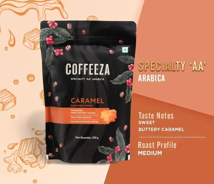 Coffeeza Caramel 100% Arabica Flavoured Ground Coffee nespresso compatible