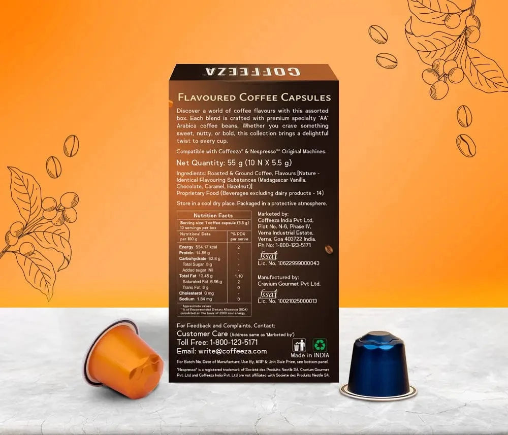 Coffeeza Flavoured Assorted Box of 10 Coffee Capsules – Hazelnut