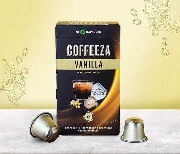 Coffeeza Vanilla 100% Arabica Flavoured Aluminium Coffee Capsules nespresso compatible CCS-ALU-VAN1-VER1-01