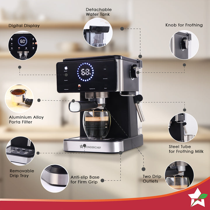 Wonderchef Rinaldi 20 Bar Espresso Coffee Machine