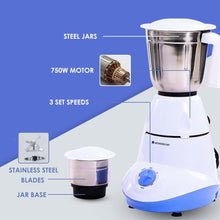 Load image into Gallery viewer, Capri Mixer Grinder 750 Watts 3 Stainless Steel Jars, 5 years Warranty on Motor