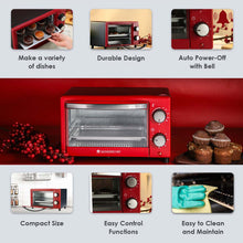 Load image into Gallery viewer, Oven Toaster Griller (OTG) Crimson Edge - 9 Litres - with Auto-shut Off, Heat-resistant Tempered Glass, Multi-stage Heat Selection, 2 Years Warranty, 650W, Red